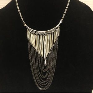 14” Zad vintage Silver Chain Statement necklace  Lobster Clasp #17